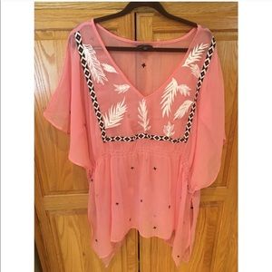 Sheer Emroidered Babydoll Top